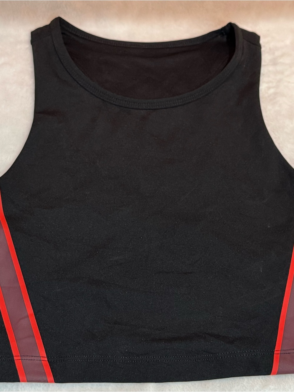 JoyLab Black Crop Tank with Red Stripe Detail